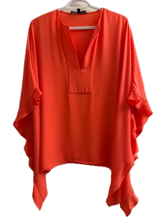 BCBGMaxAzria Tops - BCBGMaxAzria Vibrant Orange V-Neck Draped Tunic